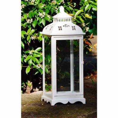 Lanterna in metallo bianca laccata lucida