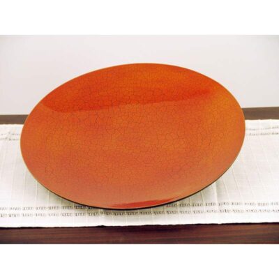 Piatto laccato craquelet arancio