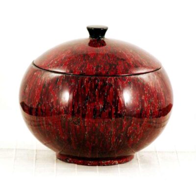 Centrotavola laccato rosso con coperchio