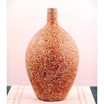 Vaso ceramica con grani di bambù