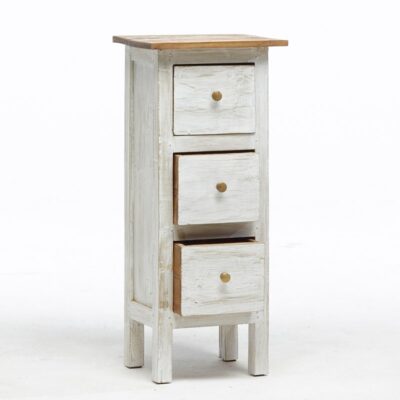 Mobiletto shabby chic a colonna tre cassetti