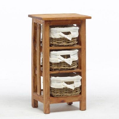 Cassettiera country a cestini rattan