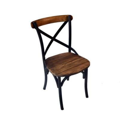 Sedia industrial in legno e ferro